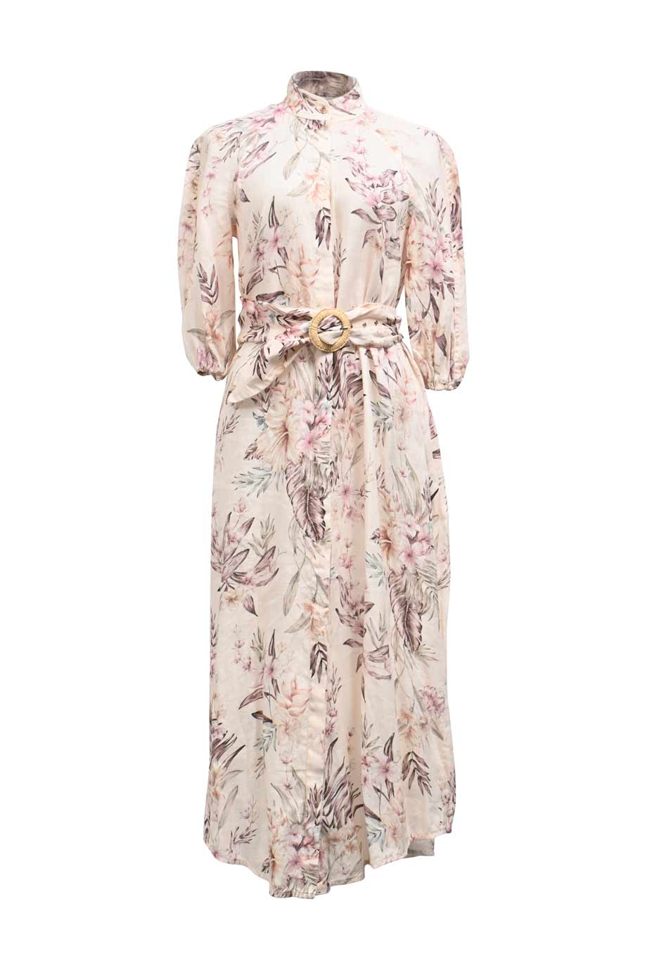 zimmermann pink floral belted midi dress Zimmermann Crush floral belted midi dress Zimmermann