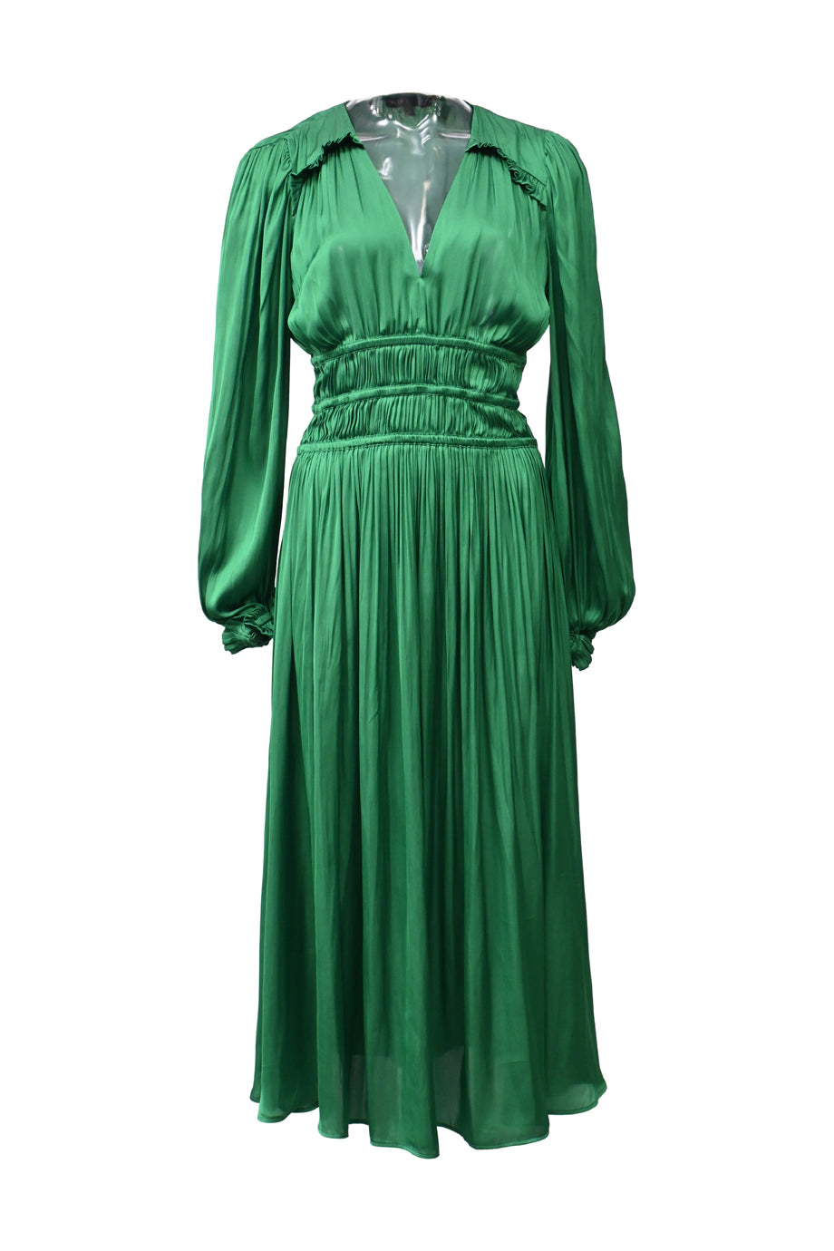 maje green midi dress Maje Midi Dress Rayelle Green Floral Print Crepe Size 2 – Celebrity Owned main image 0