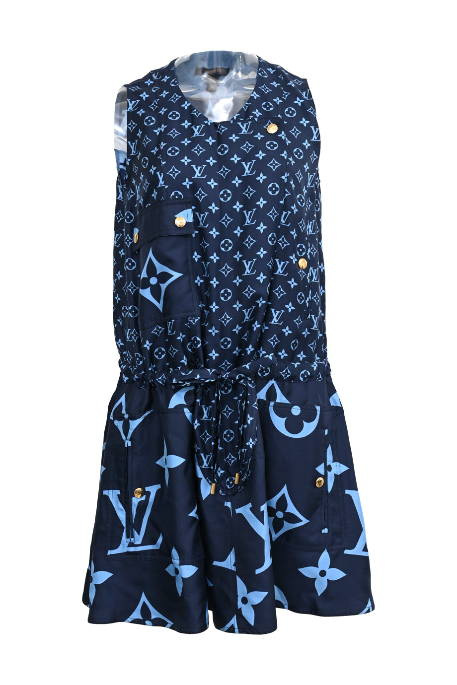 blue louis vuitton dress Louis Vuitton Since 1854 Navy Silk Mini Dress with White Monogram and –  Sellier main image 1