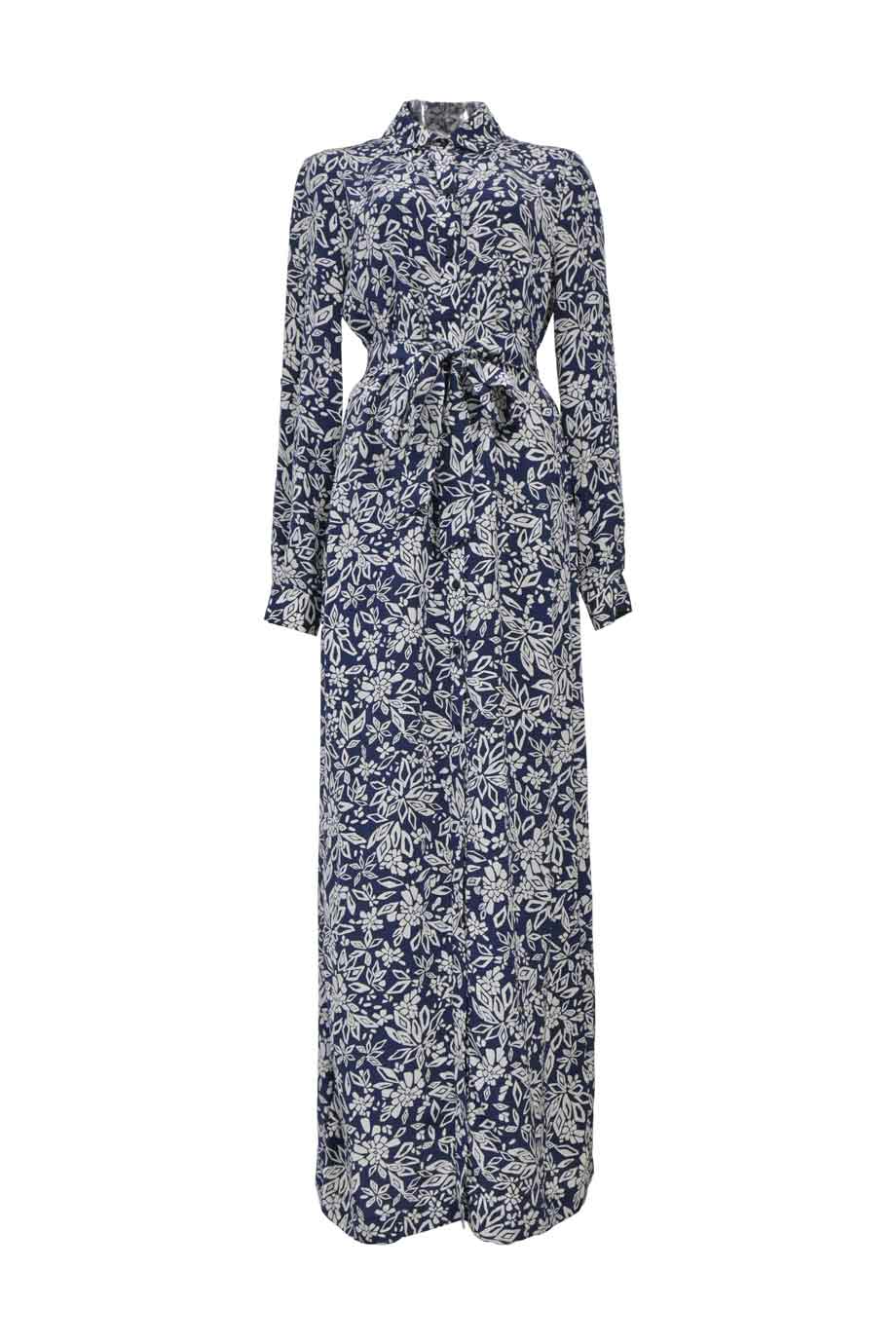 maxi dress for maternity photos Lita | BLUE Floral Print Twisted Asymmetric Maternity Maxi Dress