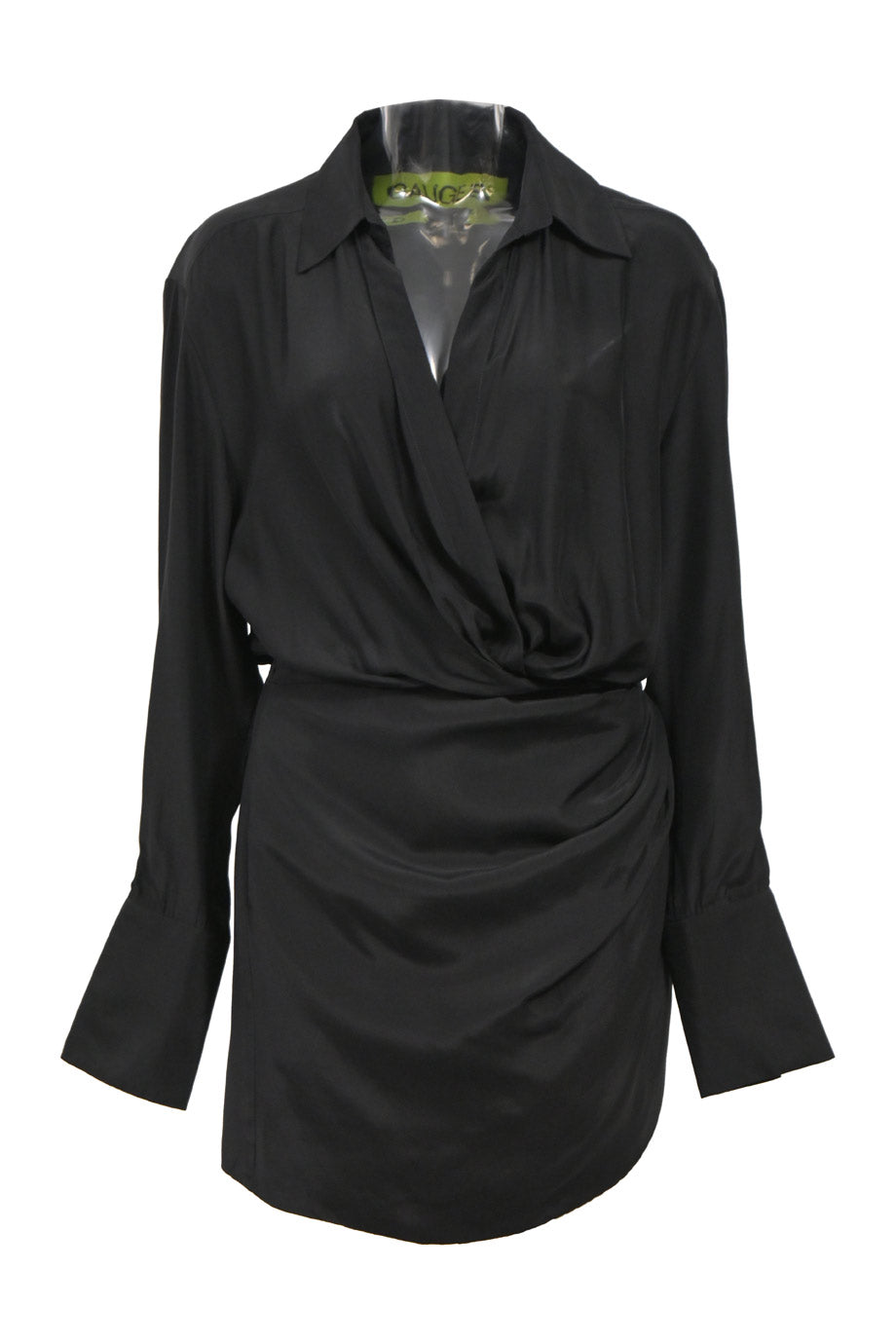 gauge81 shirt dress Naha Coral  Silk Mini Shirt Dress