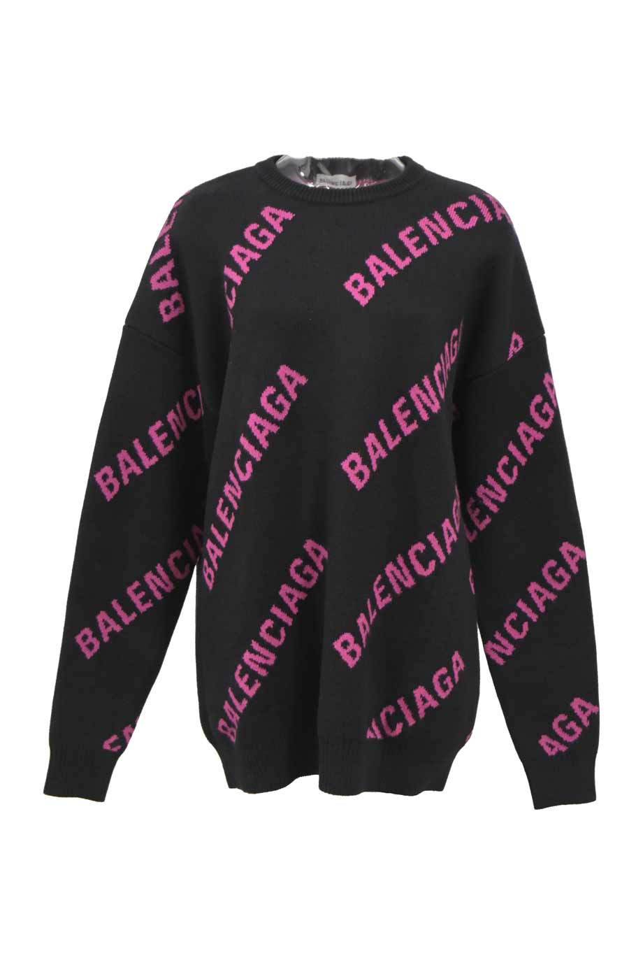 バレンシアガ 19AW 583094 ﾋﾟﾝｸ×ﾌﾞﾗｯｸ ﾀﾞｲｱｺﾞﾅﾙｼﾞｬｶﾞｰﾄﾞﾆｯﾄ Ｓ WW45569] Balenciaga | Sweater