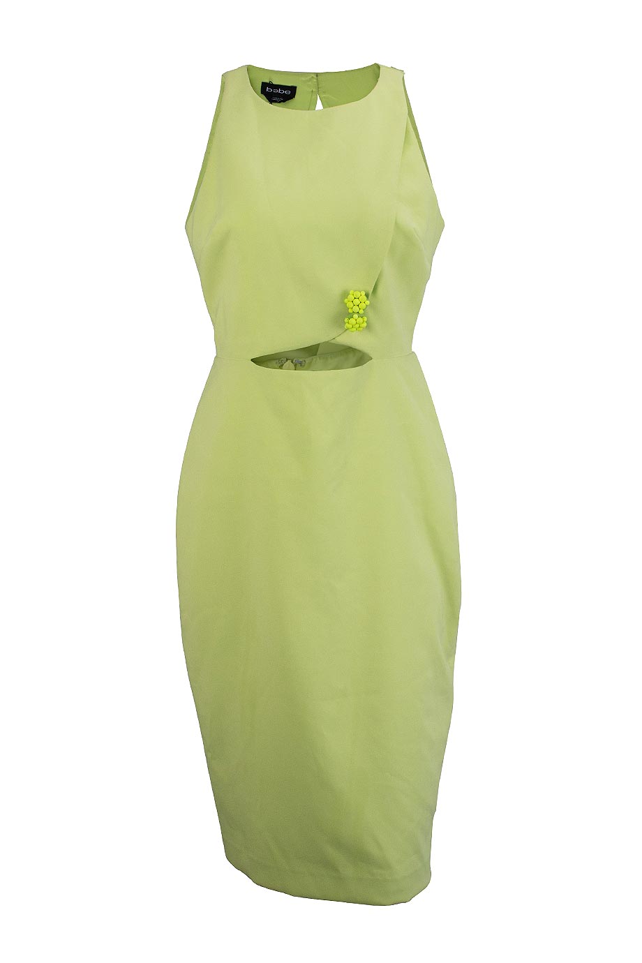 bebe lime green dress NWOT Bebe Cutout Lime Green Embellished Dress Xxs