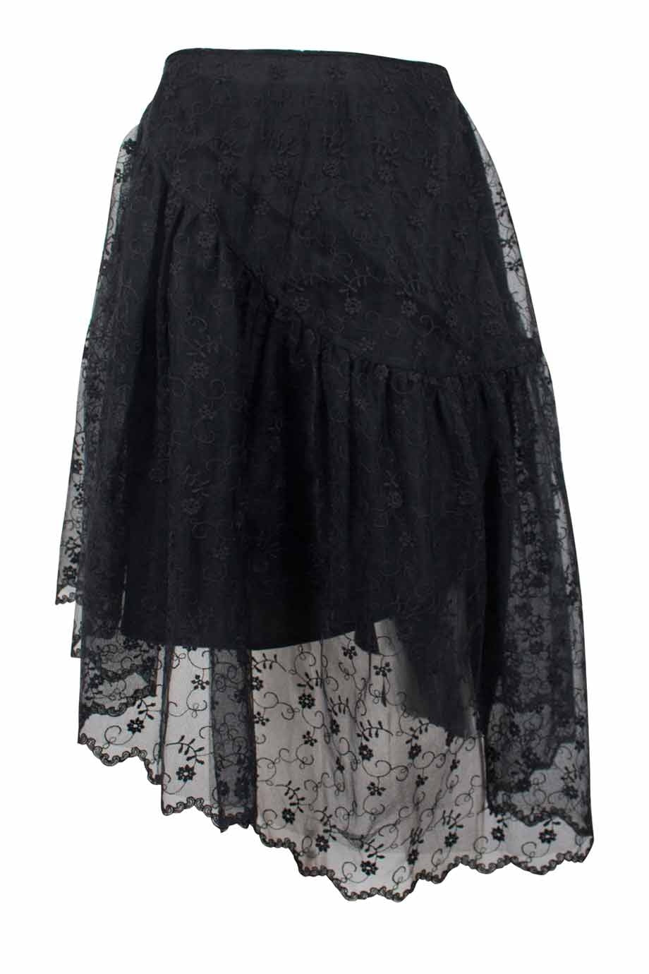 Jupe Simone Rocha Noir Satin Coton & Plumes - Taille 38 FR (UK10) - Occasion Très Bon État