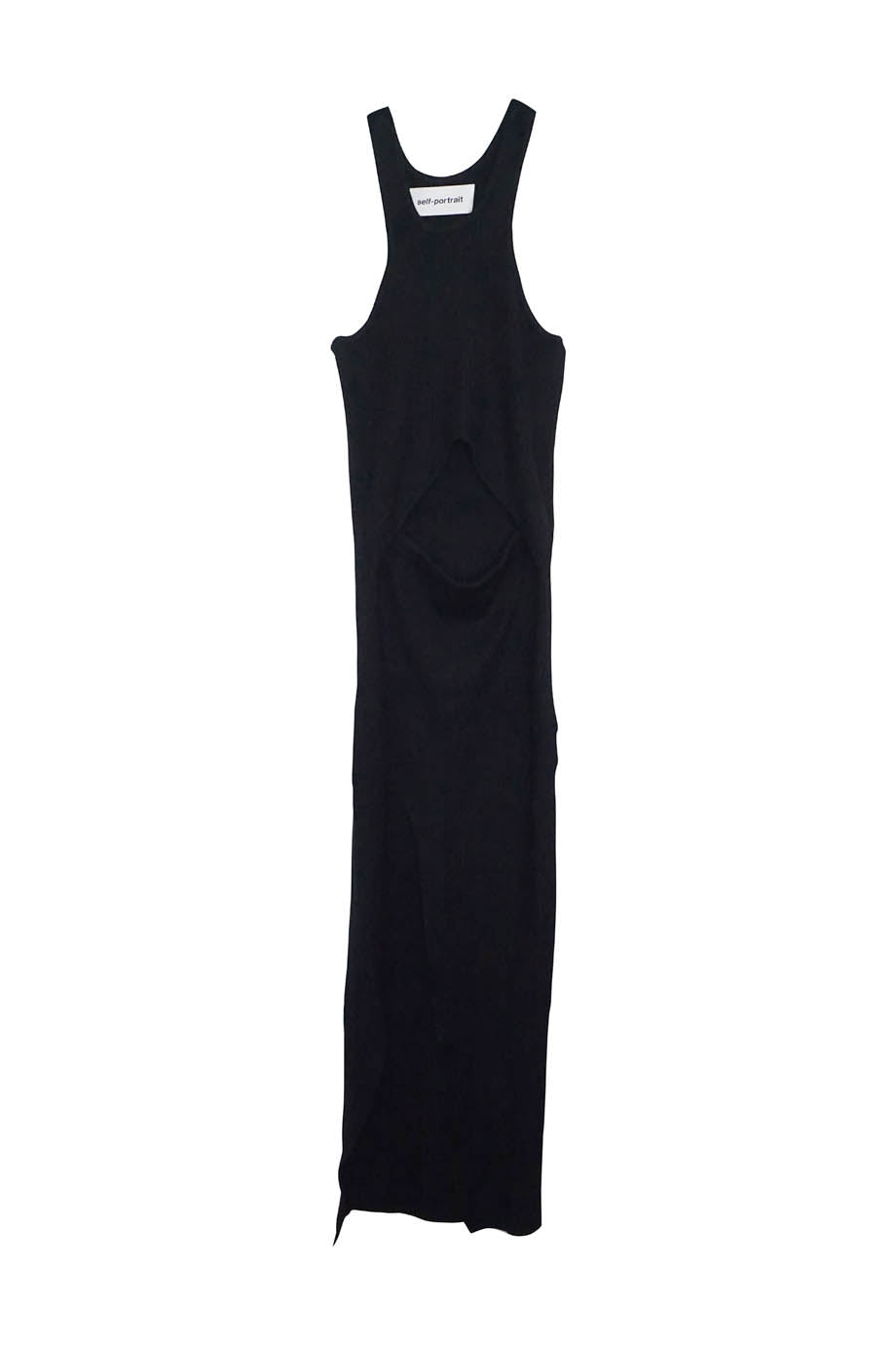 self-portrait black viscose knitted midi dress Black Tailored Knit Midi Dress self-portrait-US