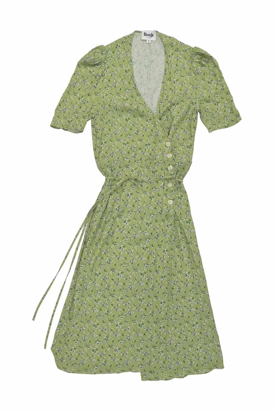 rouje green dress Julia polka dots midi dress