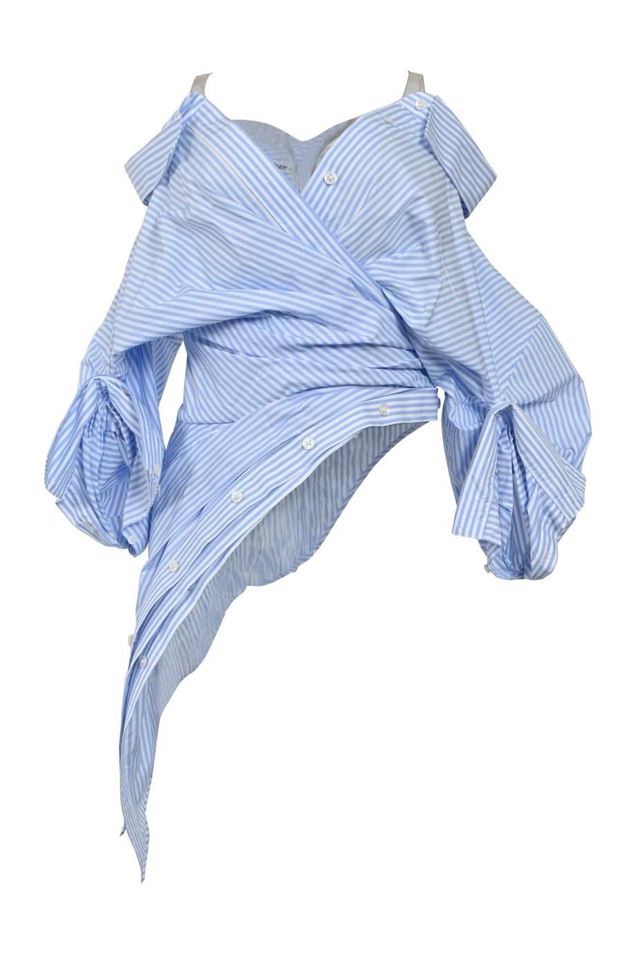 alexander wang wrap front off the shoulder shirt dress Alexander Wang Wrap Mini Blue White Shirt Dress Striped Size 0