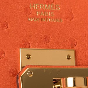 Hermes Birkin 25 Orange Poppy Shiny Niloticus Gold Hardware