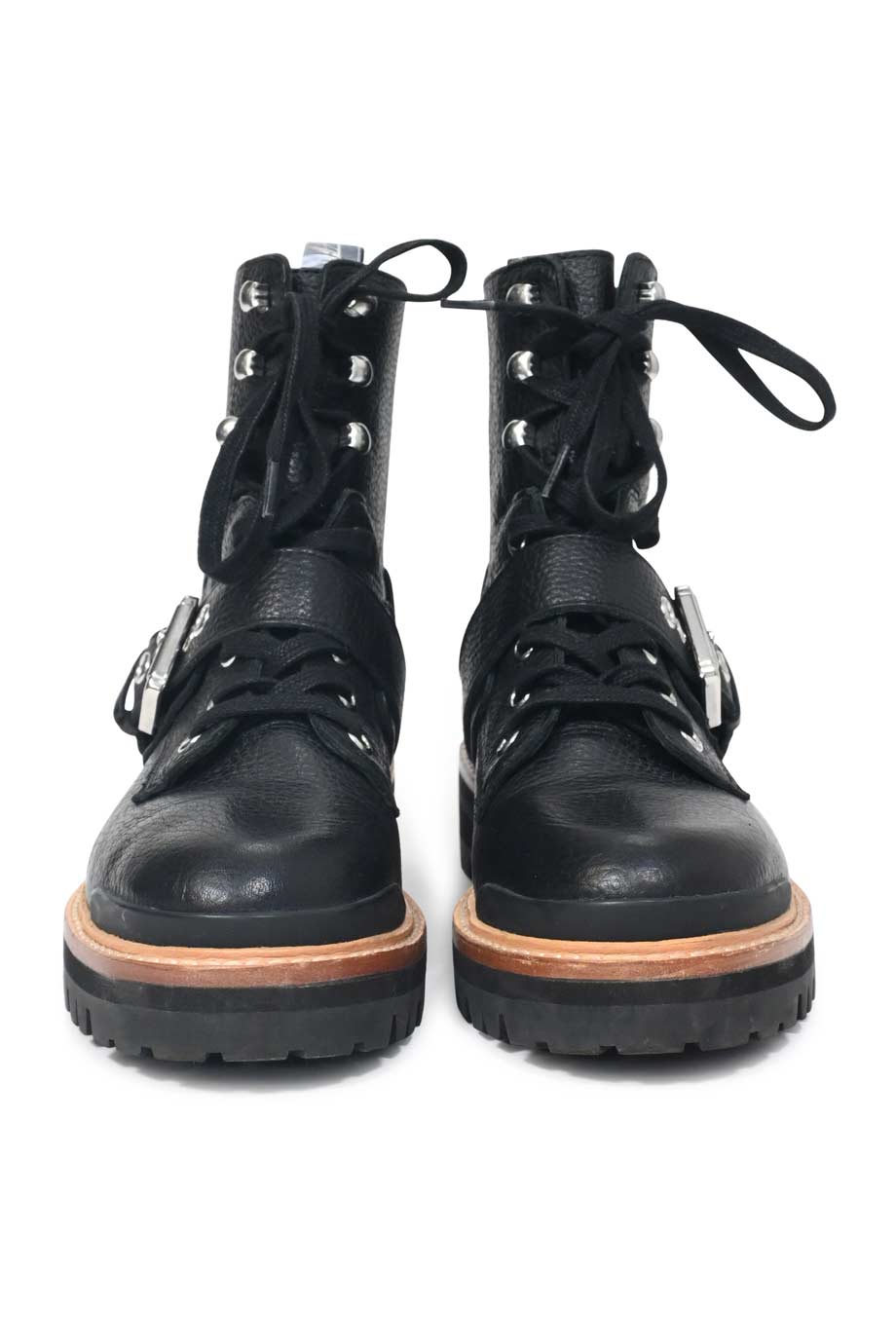 Leather Boots Sigerson Morrison Combat Boots Sigerson Morrison Black Pebble  Leather Moto Boots, image size:920x1380