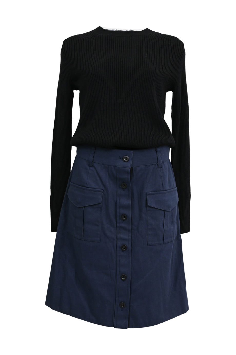 sacai luck チュールシャツ sacailuckサカイラックUネック ネイビーチュールレースドッキングT