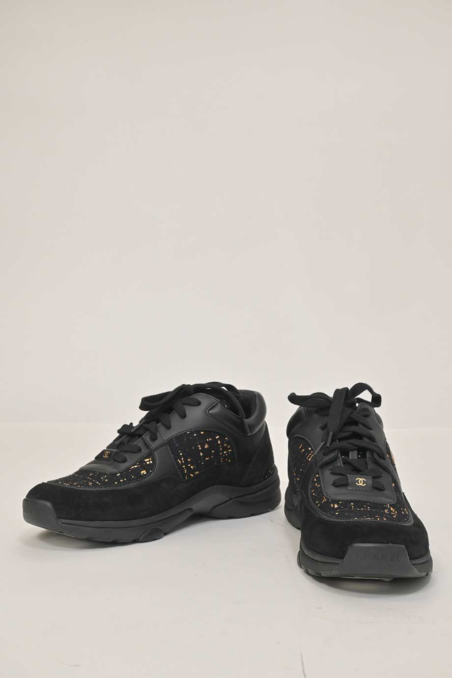 chanel black and gold sneakers