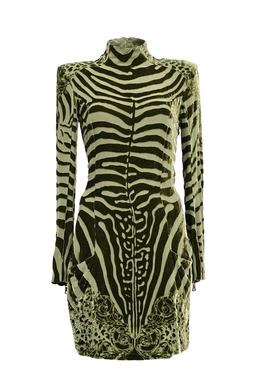 balmain green velvet dress [WW57642] Kora Dabka Dress