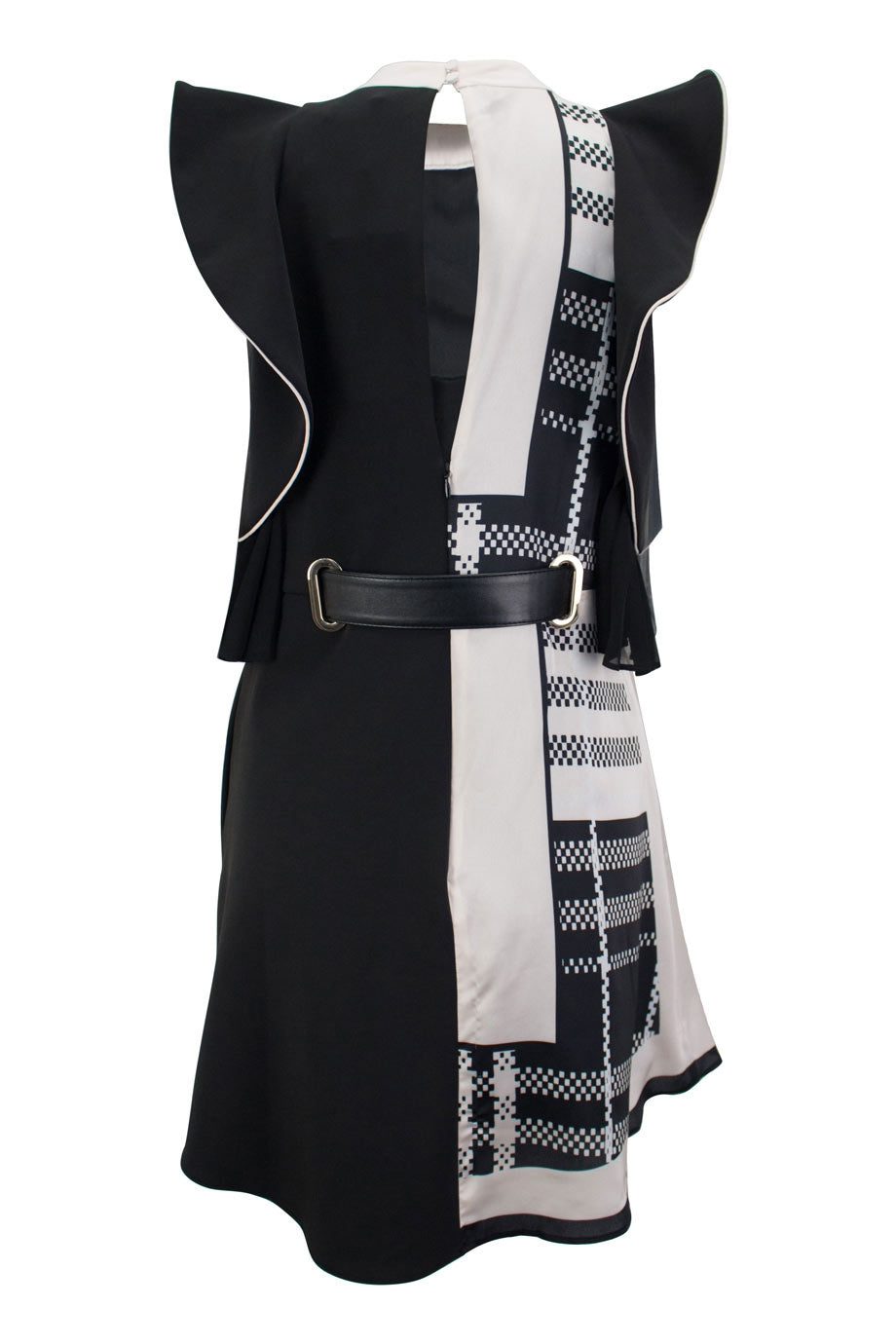 self portrait black white dress Self-portrait Black Crepe Flower Off Shoulder Mini Dress