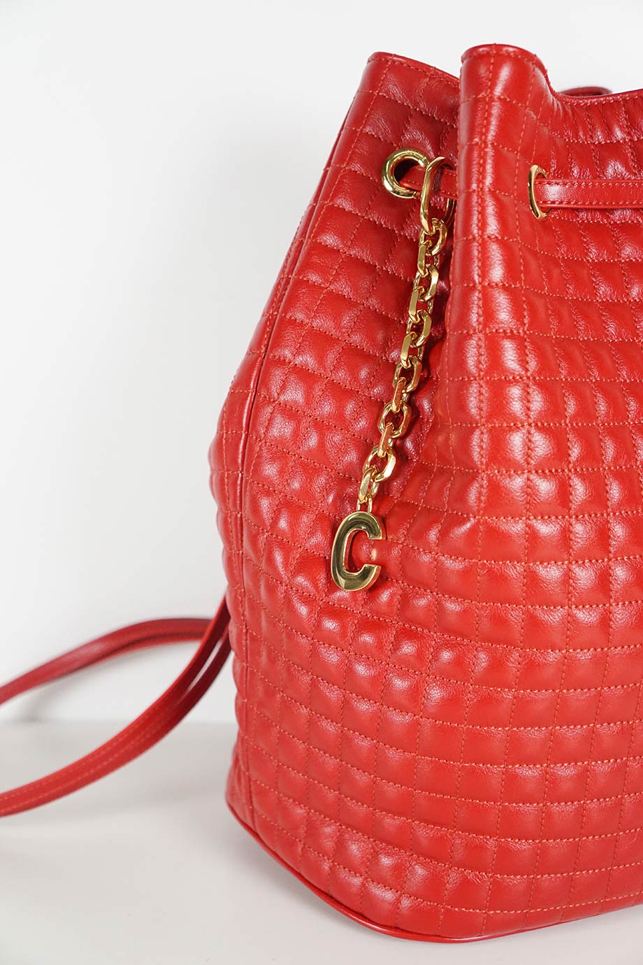 celine red quilted leather small backpack Céline