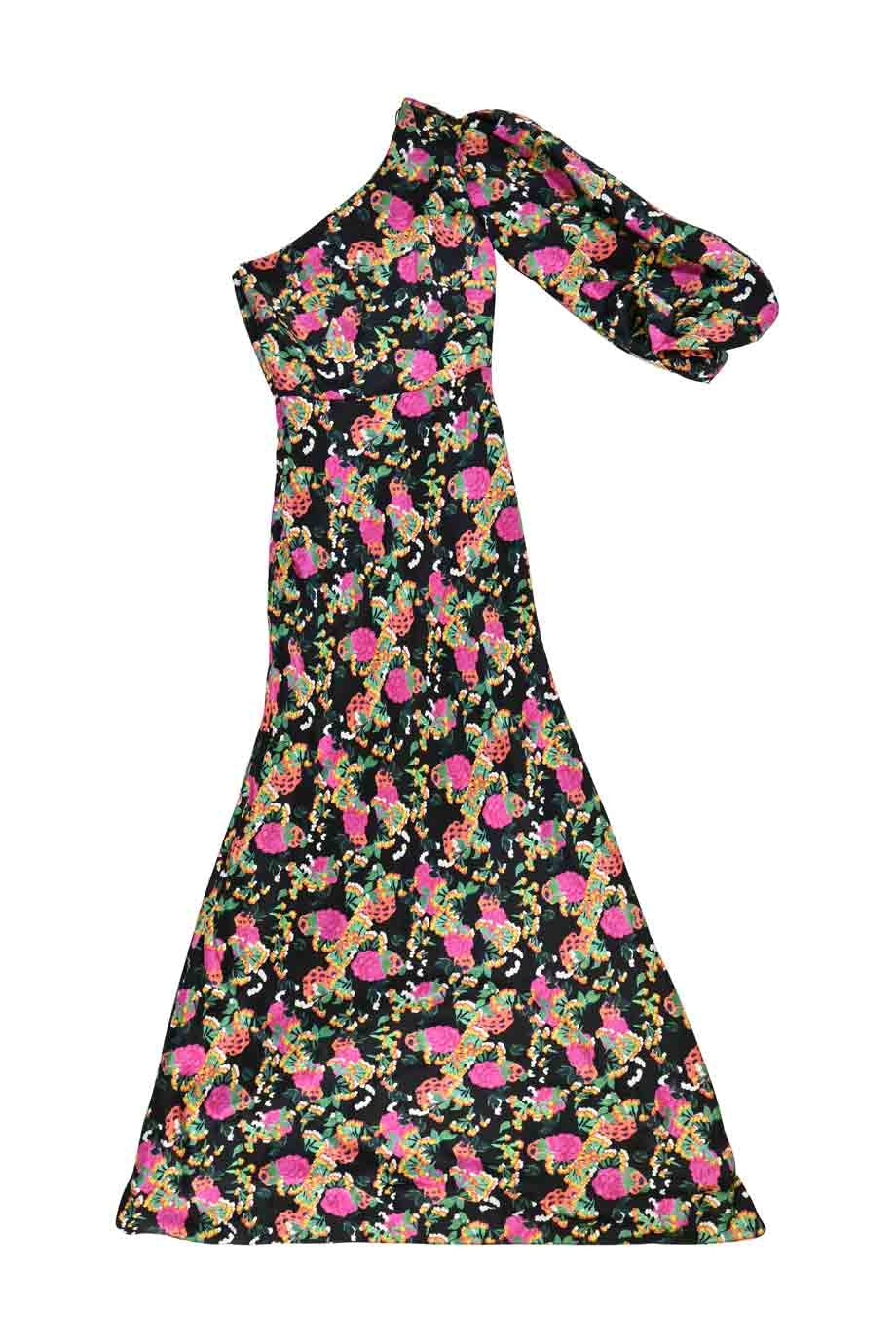 saloni lily one shoulder dress SALONI Lily Gown in Giant Stripe