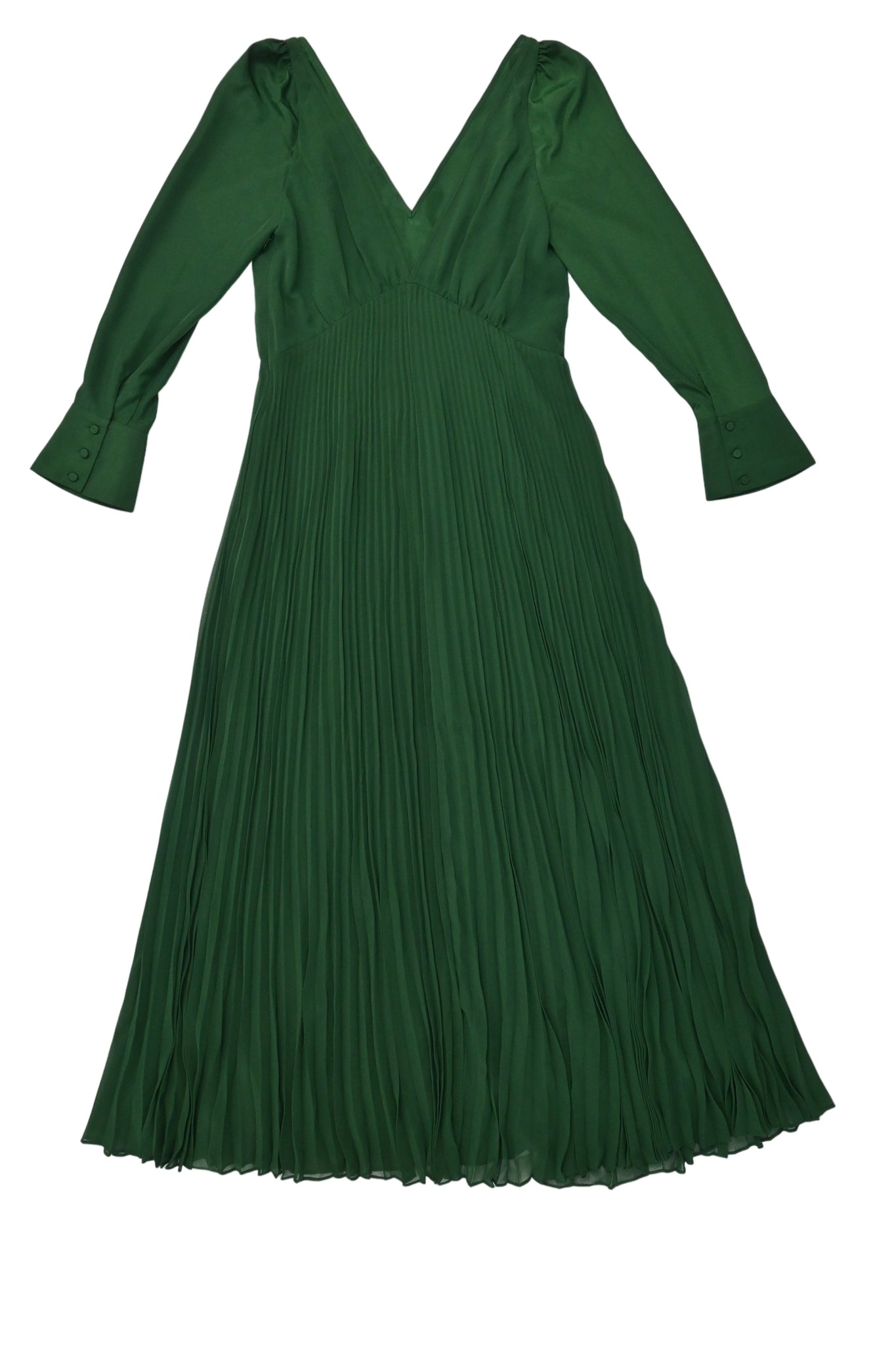 self portrait green pleated dress Green Metallic Tie Neck Maxi Dress self-portrait-US