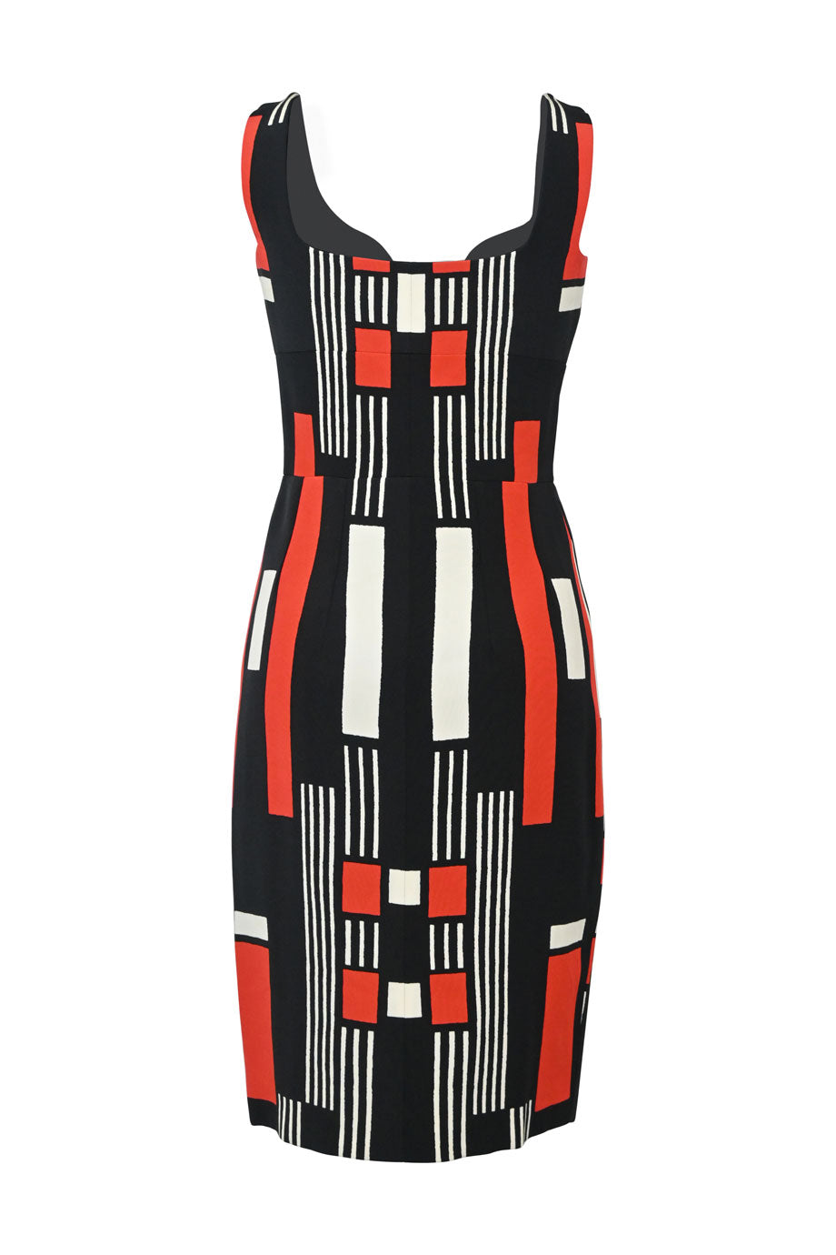 strapless open back dress ALEXANDER MCQUEEN Size 8 Black Red Acetate Silk Contrast Trim Qipao Dress main image 0