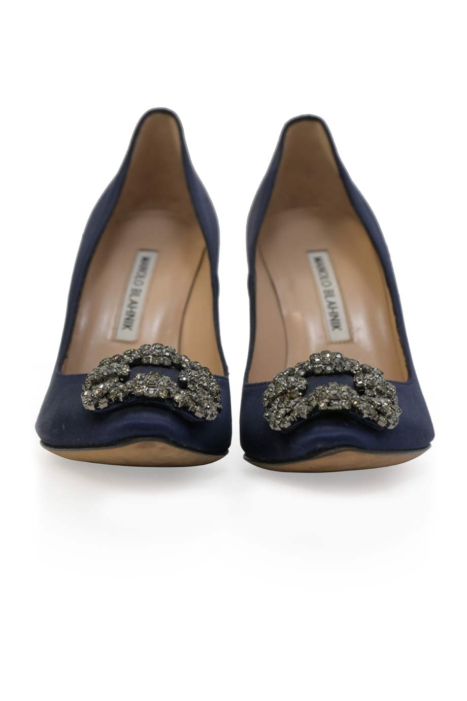 Embellished Flats Manolo Blahnik Hangisi 5mm Navy Blue Manolo